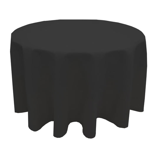 Snap Drape 5441AUUM014 120" Black Round Spun Poly Market Place Linens Tablecloth