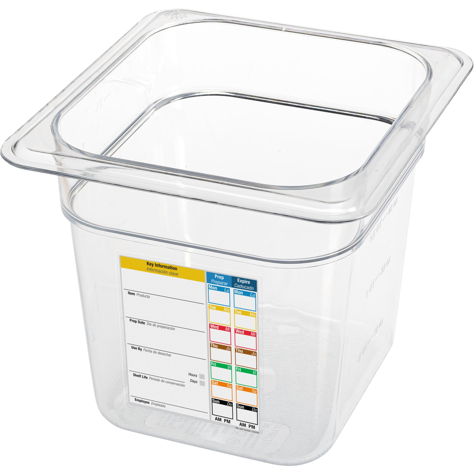 Carlisle 30685IMLUC07 1/6 Size Clear Polycarbonate StorPlus PermaLabel Food Pan with Integrated Label, 6" Deep
