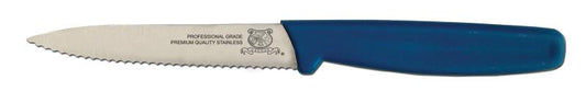 Omcan 11495 4-inch Wavy Edge Paring Knife with Blue Polypropylene Handle