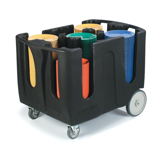 Carlisle ADD403 Black Polyethylene Optimizer Dish Dolly with 4 Dividers