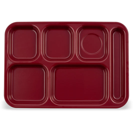 Carlisle 4398885 14.5" x 10" Dark Cranberry 6-Compartment Melamine Right Hand Tray