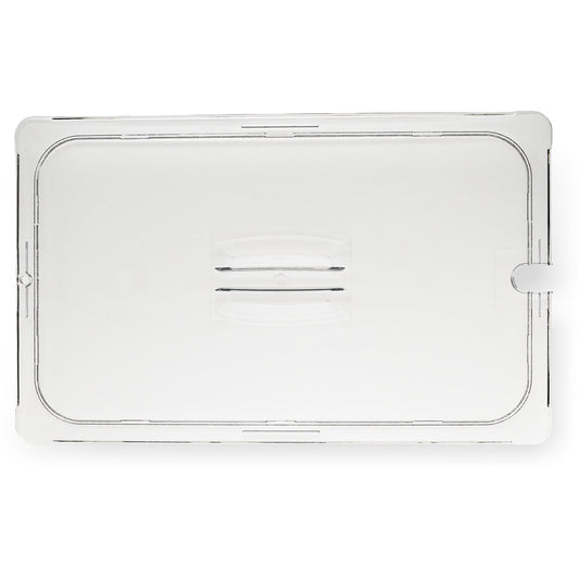 Carlisle 10211U07 Full-Size Clear Polycarbonate StorPlus Notched Handled Universal Lid