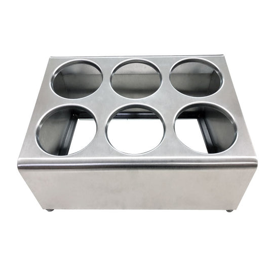 Omcan 80817 Stainless Steel Flatware Cylinder - 6 holes / 2 tier holder