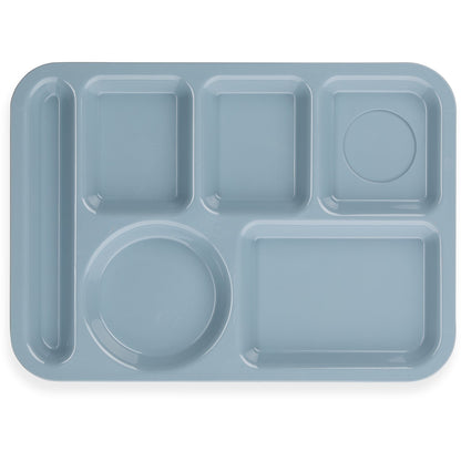 Carlisle 61459 10" x 14" Slate Blue 6-Compartment ABS Left-Hand Tray