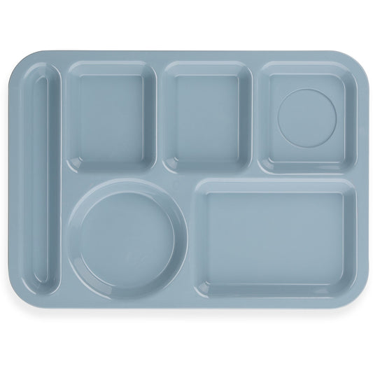 Carlisle 61459 10" x 14" Slate Blue 6-Compartment ABS Left-Hand Tray