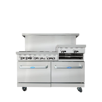 Atosa AGR-6B24RGB-NG 60" Natural Gas Six Burner Gas Range with 24" Raised Griddle/Broiler