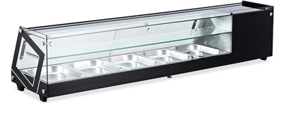 Omcan 44394 3cu.ft. / 84L 58" Flat Glass Refrigerated Sushi Showcase