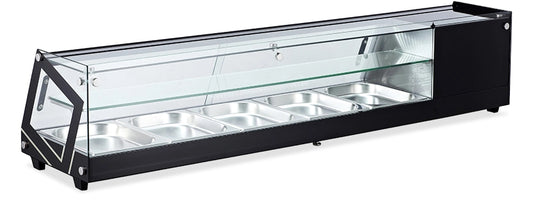 Omcan 44394 3cu.ft. / 84L 58" Flat Glass Refrigerated Sushi Showcase