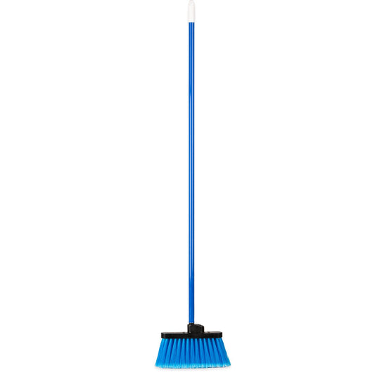 Carlisle 3686314 Blue Duo-Sweep Wide Light Industrial Lobby Broom, Flagged With Blue Metal Threaded Handle