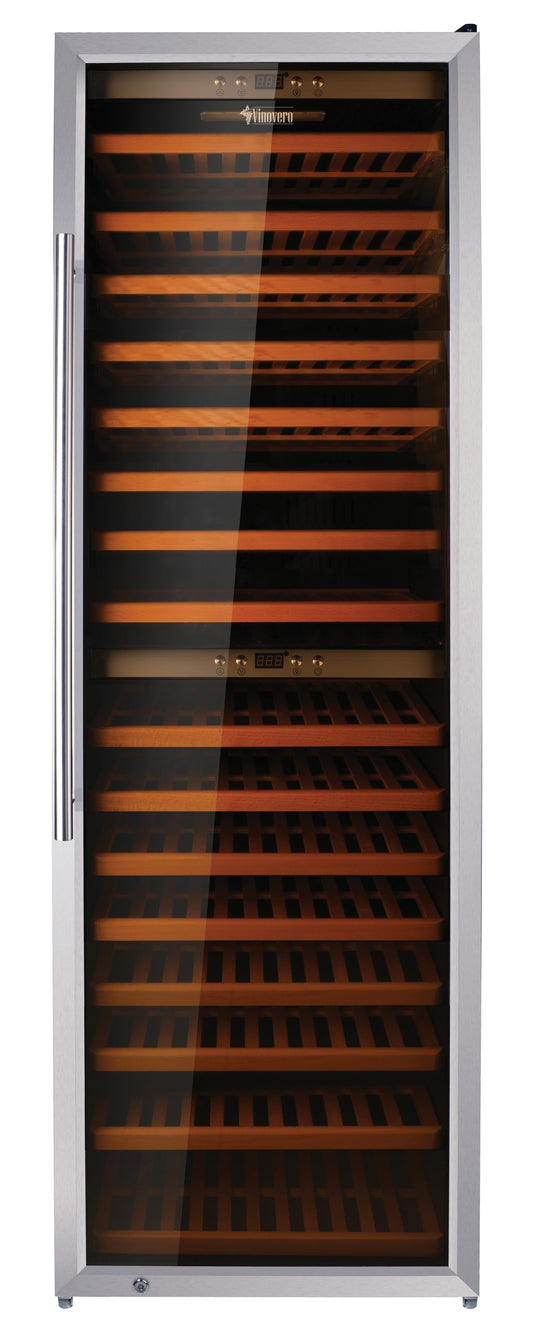 Omcan 45258 181 Bottle 27-inch Stainless Steel Door Vinovero Dual Zone Wine Cooler