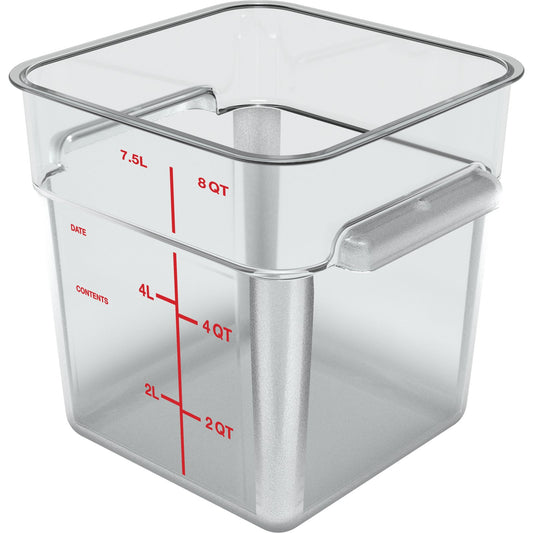 Carlisle 1195307 8 Qt Clear Square Polycarbonate Food Storage Container