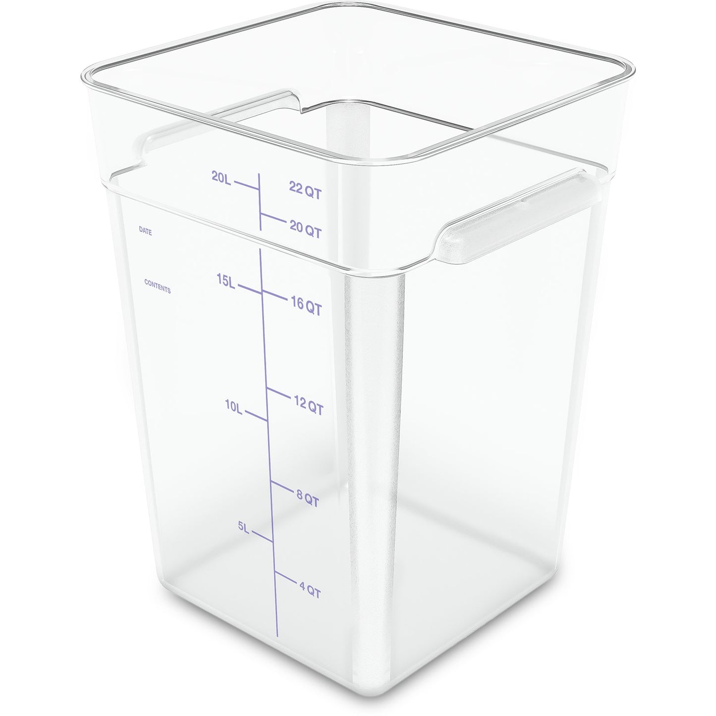 Carlisle 1195607 22 Qt Clear Square Polycarbonate Food Storage Container