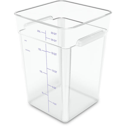 Carlisle 1195607 22 Qt Clear Square Polycarbonate Food Storage Container