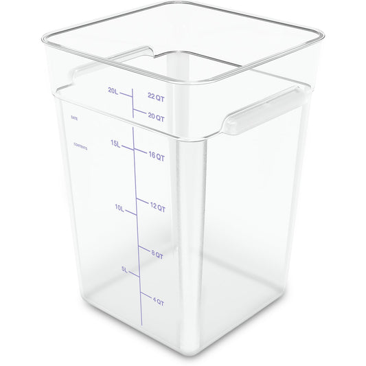 Carlisle 1195607 22 Qt Clear Square Polycarbonate Food Storage Container