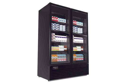 Kool-It LX-46RB 54.25" Black Double Glass Door Merchandiser Refrigerator