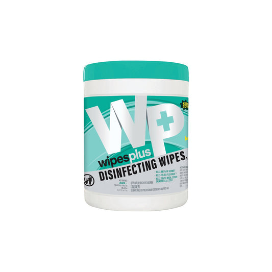 WipesPlus 33900 White Disinfecting Surface Wipes, Canister (12/240s)