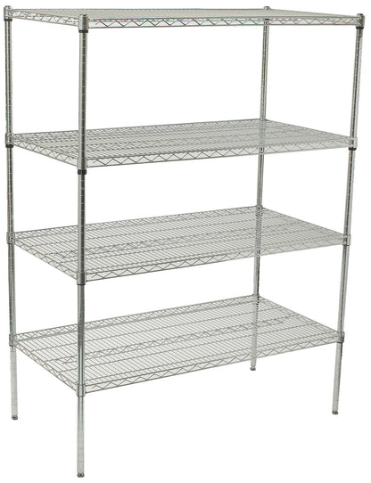 Winco VCS-2448 24" x 48" x 72" Chrome-Plated 4-Tier Wire Shelving Set