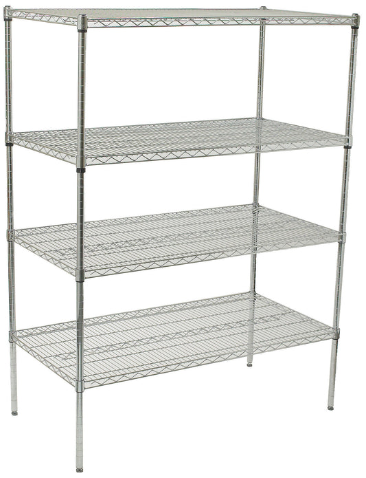 Winco VCS-2448 24" x 48" x 72" Chrome-Plated 4-Tier Wire Shelving Set