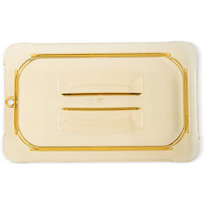 Carlisle 10490U13 1/4 Size Amber High Heat Plastic StorPlus Handled Universal Food Pan Lid