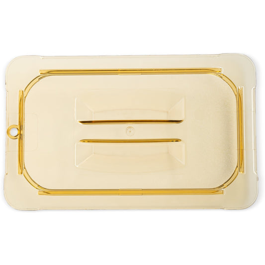 Carlisle 10490U13 1/4 Size Amber High Heat Plastic StorPlus Handled Universal Food Pan Lid
