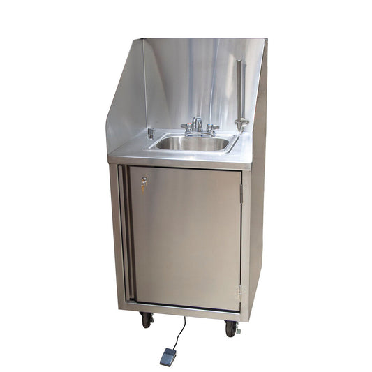 BK Resources MHS-2424-CH-BKD 24"x24" Stainless Steel Mobile Handwashing Sink C&H Water w/ 4"