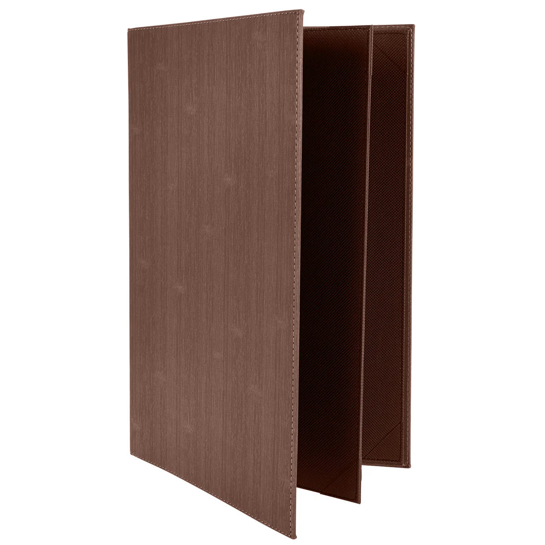 Winco LMF-811BN Brown Four-Views (Booklet) Menu Cover For 8-1/2 X 11" Inserts