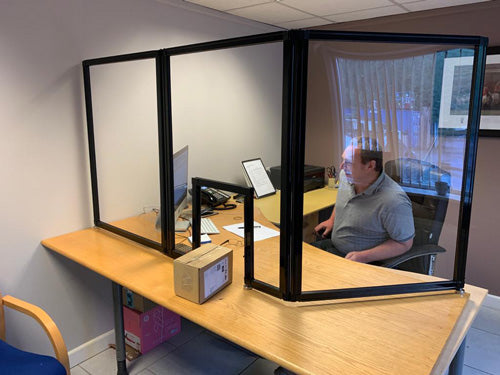 Omcan 46761 6'8" W X 3' H Clear Polycarbonate Countertop Screen with Window Cut out (W 8.25" X H 13.75")