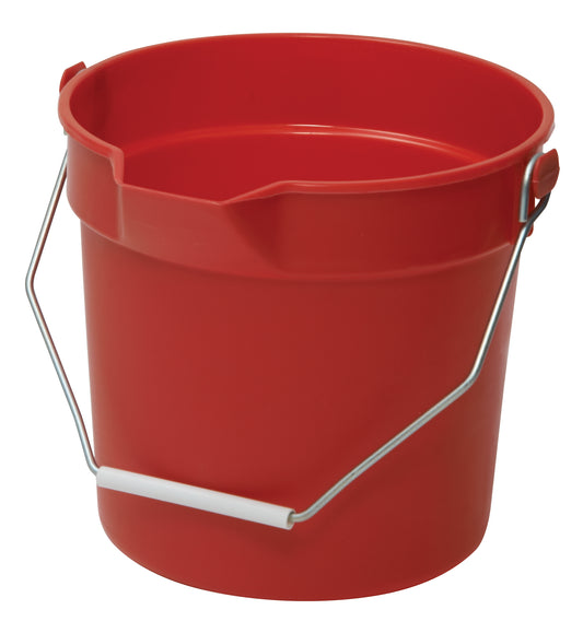 Winco UPP-14R 14 Qt. Red Polypropylene Utility Pail with Pour Spout and Molded Graduations