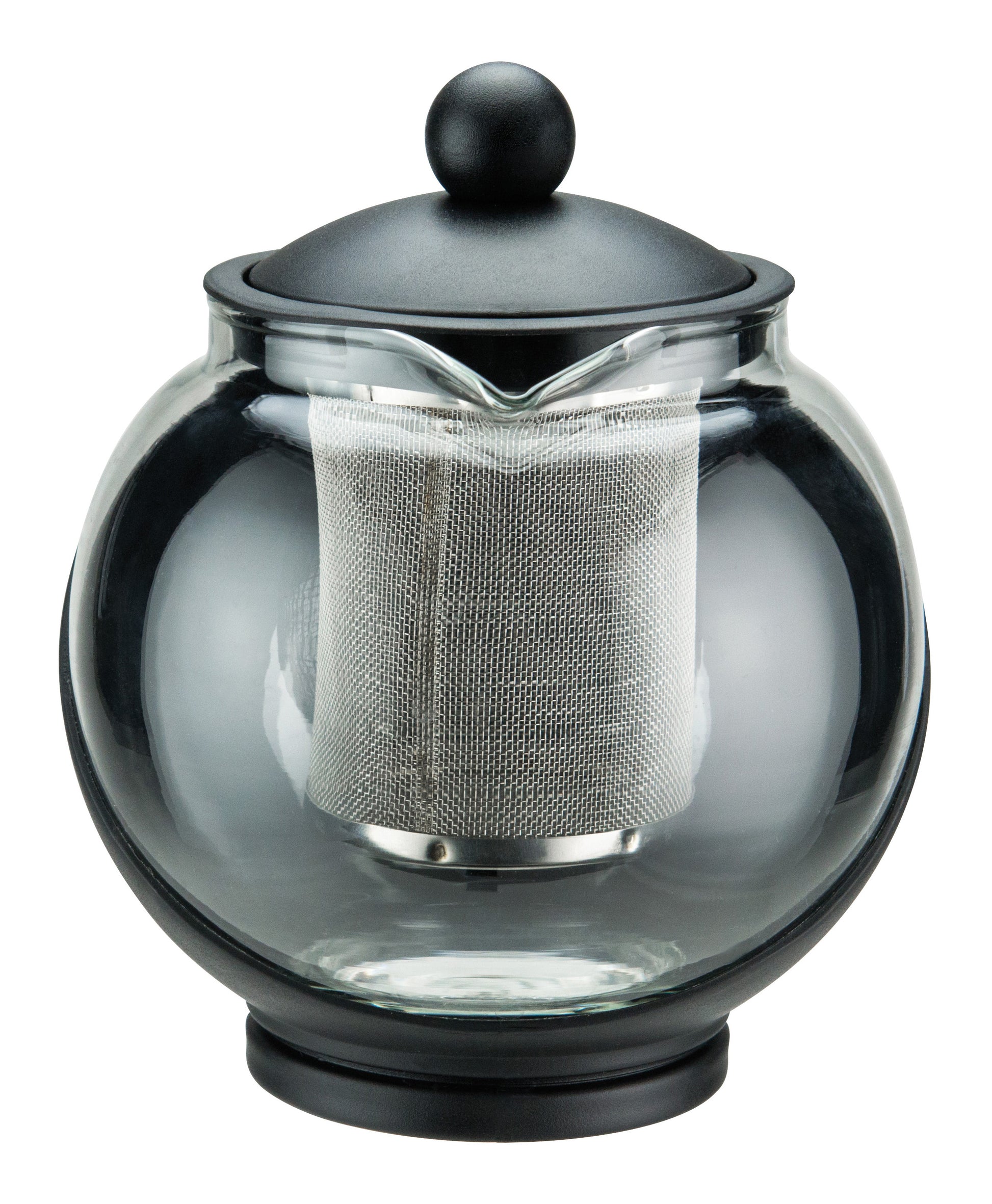 Winco GTP-25 25 oz. Black Teapot, Glass Liner with Removable Stainless Steel Strainer