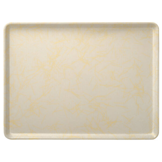 Carlisle 1418LDFG031 18" x 14" Starfire Beige Glasteel Decorative Low Edge Tray