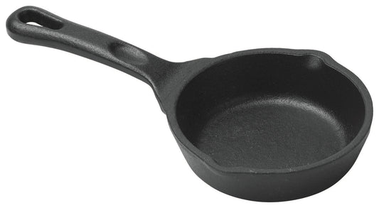 Winco CAST-3 3 oz. Matte Black Enamel Mini Cast Iron Induction Skillet