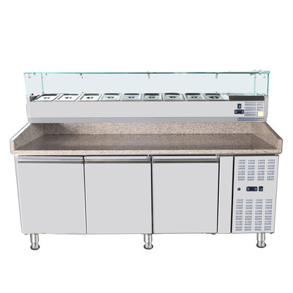 Omcan 46680 79-inch Refrigerated Topping Rail with Glass Guard