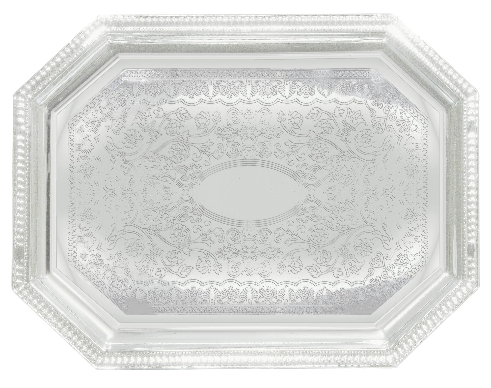 Winco CMT-1217 12" x 17" Chrome-Plated Octagonal Serving Tray