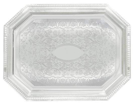 Winco CMT-1217 12" x 17" Chrome-Plated Octagonal Serving Tray