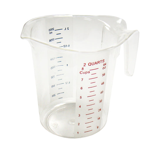 Winco PMCP-200 2 Qt. Color Graduations Polycarbonate Measuring Cup