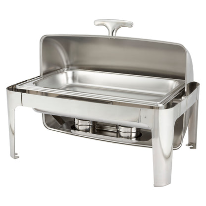 Winco 601 8 Qt. Full-size Stainless Steel Madison Roll-Top Chafer, Heavyweight