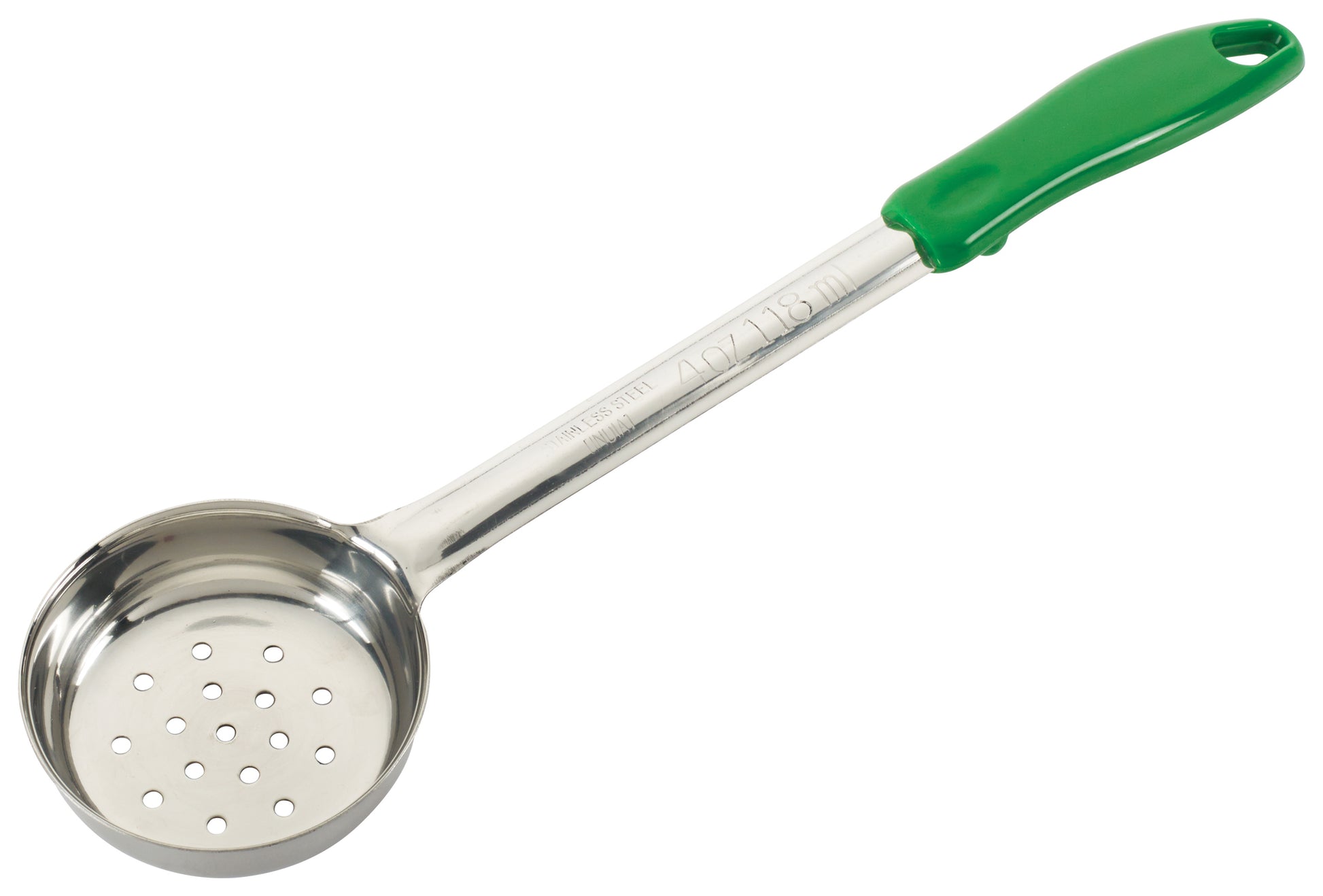 Winco FPP-4 4 oz. Green Stainless Steel Perforated Food Portioner