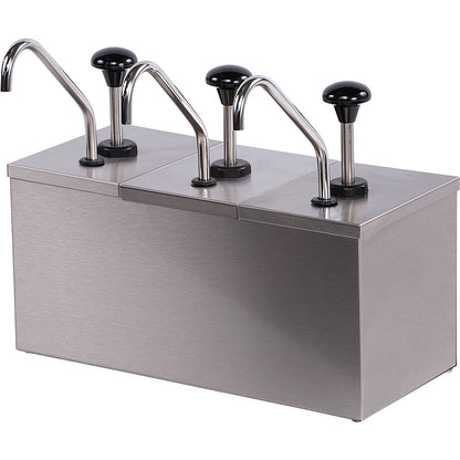 Carlisle 386230IB Stainless Steel Insulated Condiment Topping Rail with 3 Metal Pumps & Ice Packs