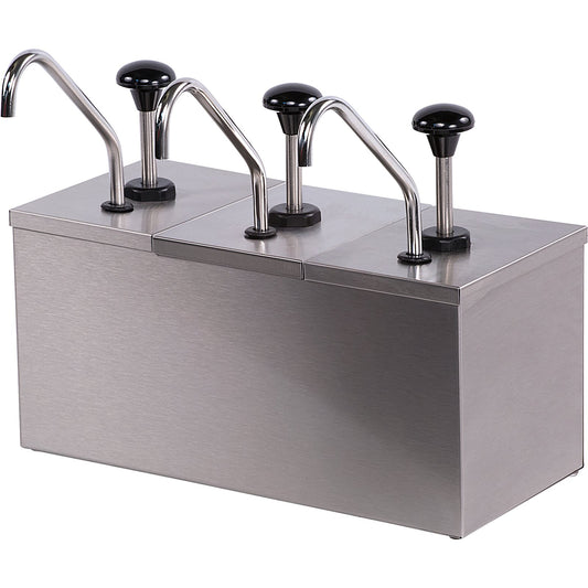 Carlisle 386230IB Stainless Steel Insulated Condiment Topping Rail with 3 Metal Pumps & Ice Packs