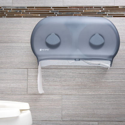 San Jamar R4000TBL 9" Arctic Blue High Impact Plastic Classic Twin Jumbo Bath Tissue Dispenser, 3.25" core