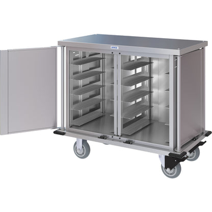 Dinex DXPTQC1T2D10 1 Tray Per Slide 10 Trays Double Door Stainless Steel Dinex Totally Quiet Compact Meal Delivery Cart