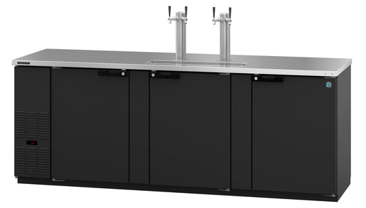 Hoshizaki DD95 Black Three Section Vinyl Back Bar Direct Draw, Solid Doors Refrigerator