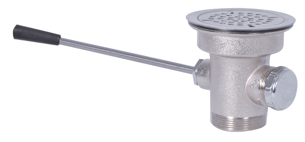 BK Resources BK-SLW-3 Brass Straight Lever Drain With Overflow Outlet and Cap