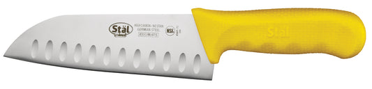 Winco KWP-70Y 7" Yellow Polypropylene Handle Santoku Knife