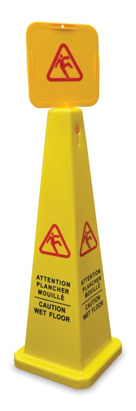 Omcan 24417 Four Sided Cone-shaped English/French Caution Wet Floor Sign