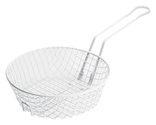 Winco MSBW-10 10" White Plastic Coating Breading Basket, Coarse Mesh