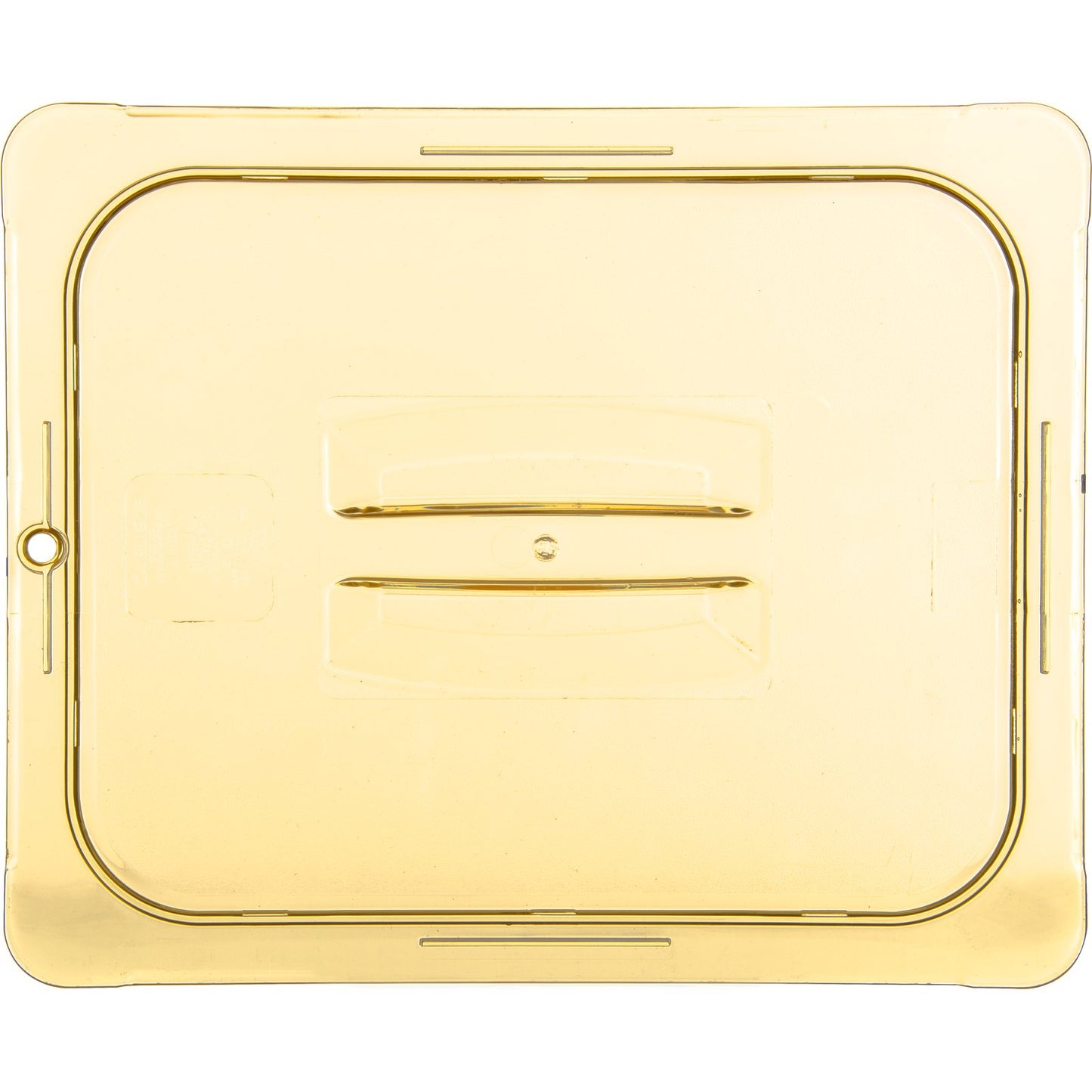 Carlisle 10430U13 1/2 Size Amber High Heat Plastic StorPlus Handled Universal Food Pan Lid