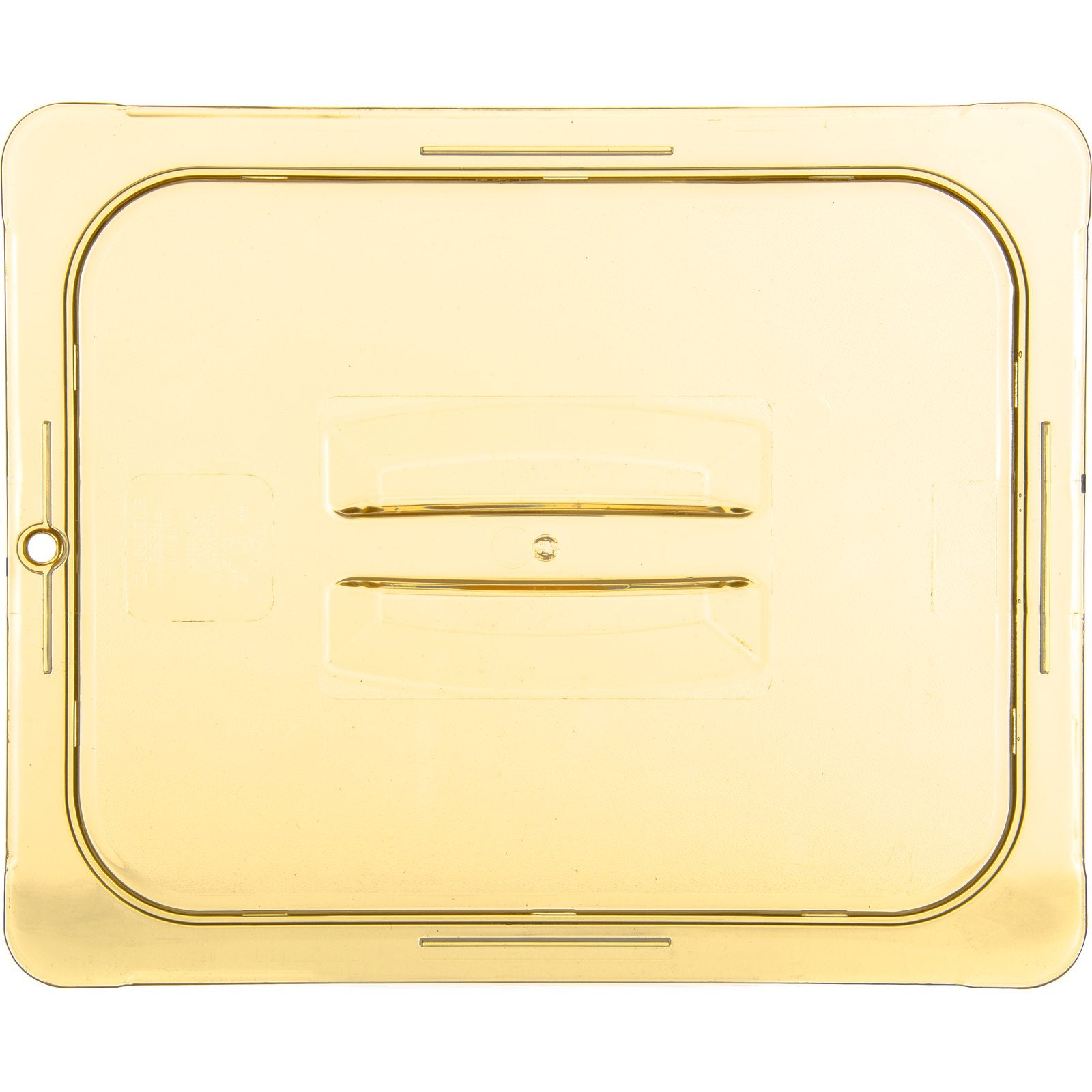 Carlisle 10430U13 1/2 Size Amber High Heat Plastic StorPlus Handled Universal Food Pan Lid