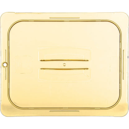 Carlisle 10430U13 1/2 Size Amber High Heat Plastic StorPlus Handled Universal Food Pan Lid