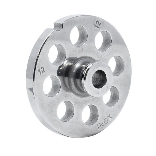 Omcan 11197 #12 One Notch/Round European Style Stainless Steel Plate with Hub, 12mm (1/2")